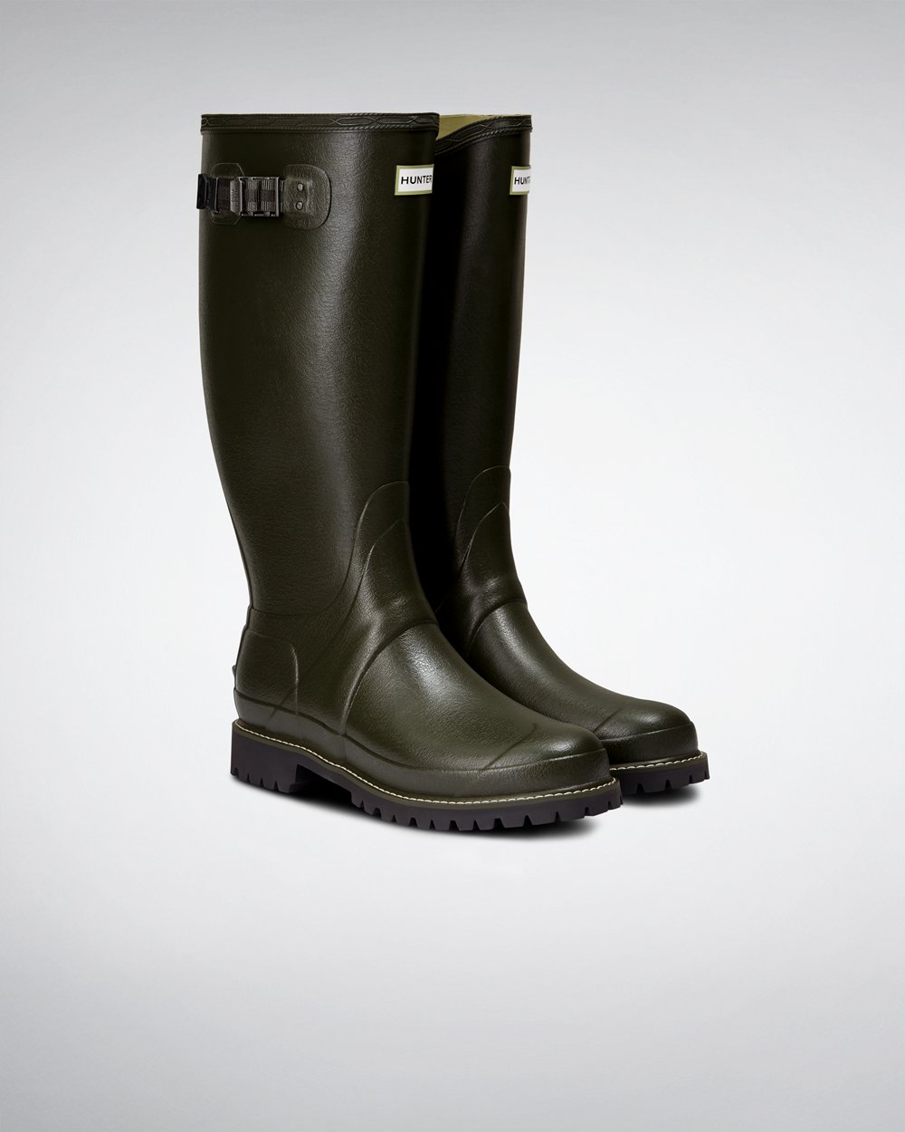 Mens Hunter Balmoral - Wide Fit Rain Boots Dark Olive - 4839-KLHAV